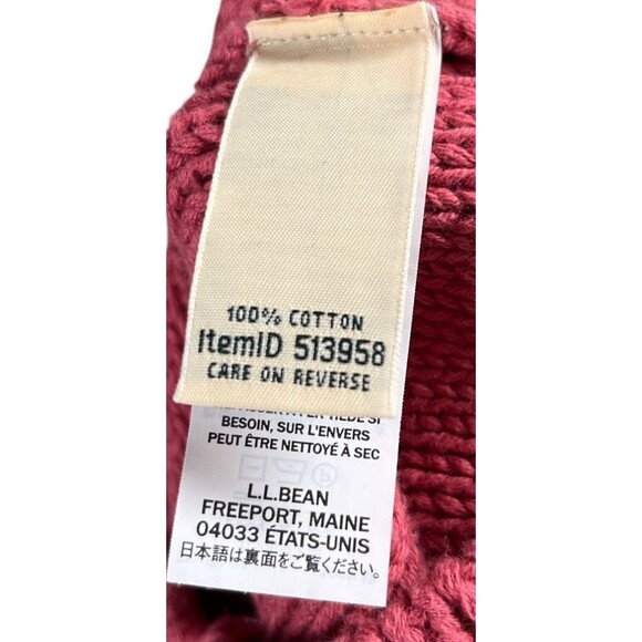 LL Bean Sweater Women's Size Medium Pale Red Turtle Neck 100% Cotton - Picture 7 of 7